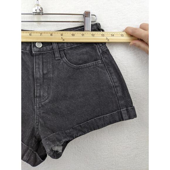 Pacsun High Waist Faded Black Jean Shorts Size 24" Cotton Blend Casual Grunge - Picture 8 of 13